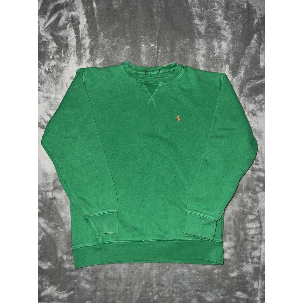 Vintage 90s Polo Ralph Lauren Single V Sweatshirt Green Size L Preppy Classic